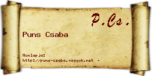 Puns Csaba névjegykártya